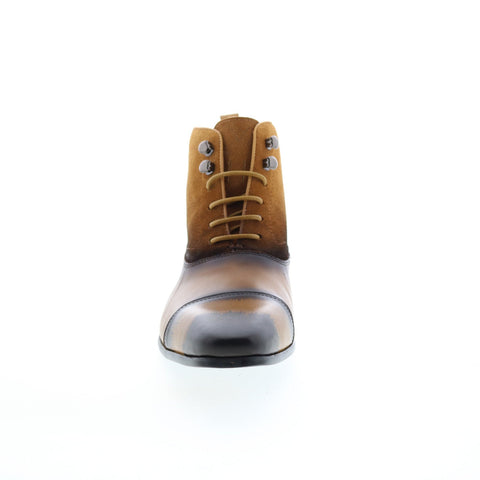 Carrucci Button-up Denim Zip Boots KB524-11 Mens Brown Casual Dress Boots
