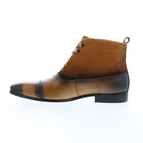 Carrucci Button-up Denim Zip Boots KB524-11 Mens Brown Casual Dress Boots
