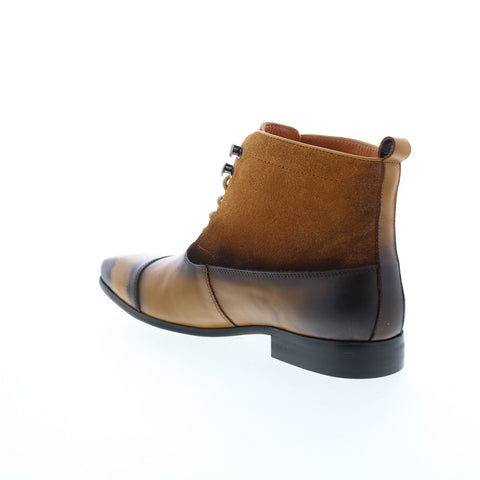 Carrucci Button-up Denim Zip Boots KB524-11 Mens Brown Casual Dress Boots