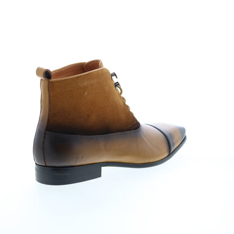 Carrucci Button-up Denim Zip Boots KB524-11 Mens Brown Casual Dress Boots
