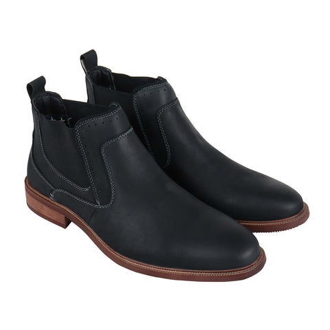 Steve Madden Kemptin Mens Black Leather Casual Dress Slip On Boots Shoes