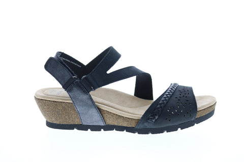 Earth Origins Kendra Karla Womens Black Leather Strap Sandals Shoes