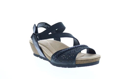 Earth Origins Kendra Karla Womens Black Leather Strap Sandals Shoes