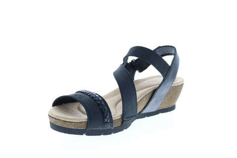 Earth Origins Kendra Karla Womens Black Leather Strap Sandals Shoes