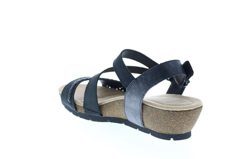 Earth Origins Kendra Karla Womens Black Leather Strap Sandals Shoes