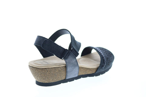 Earth Origins Kendra Karla Womens Black Leather Strap Sandals Shoes