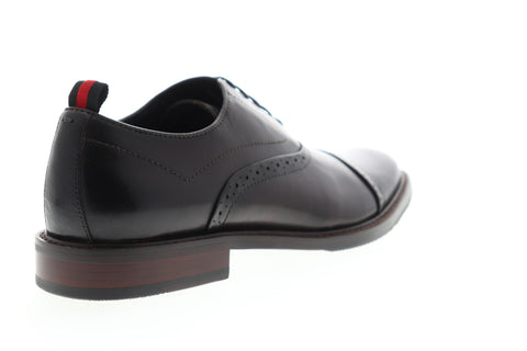 Steve Madden Kinsman Mens Black Leather Low Top Lace Up Cap Toe Oxfords Shoes