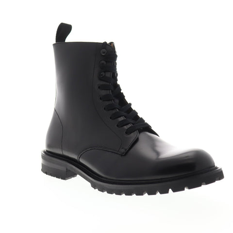 Steve Madden Kommbat Mens Black Leather Lace Up Casual Dress Boots Shoes