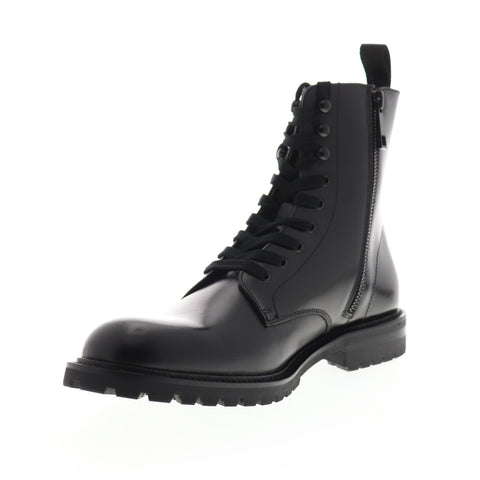 Steve Madden Kommbat Mens Black Leather Lace Up Casual Dress Boots Shoes