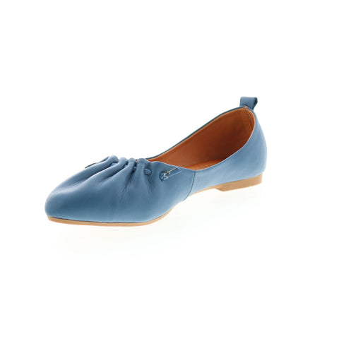 Miz Mooz Brook Womens Blue Leather Slip On Ballet Flats Shoes