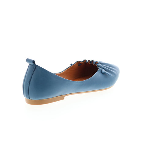 Miz Mooz Brook Womens Blue Leather Slip On Ballet Flats Shoes