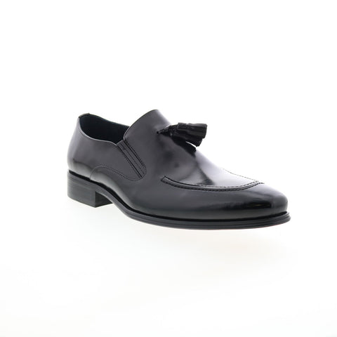 Carrucci Leather Tassel Loafer KS099-714 Mens Black Loafers Casual Shoes