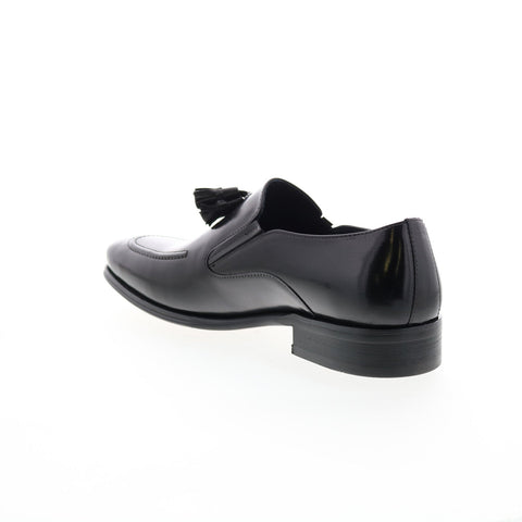 Carrucci Leather Tassel Loafer KS099-714 Mens Black Loafers Casual Shoes