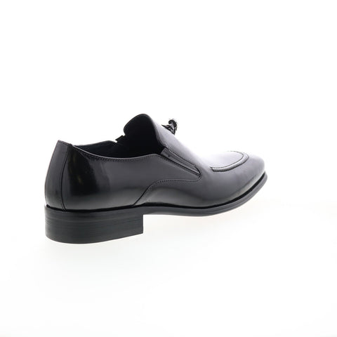 Carrucci Leather Tassel Loafer KS099-714 Mens Black Loafers Casual Shoes