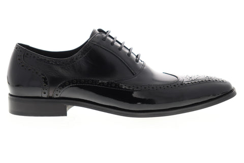Carrucci Calt Shin KS142-02PC Mens Black Patent Leather Wingtip Oxfords Shoes