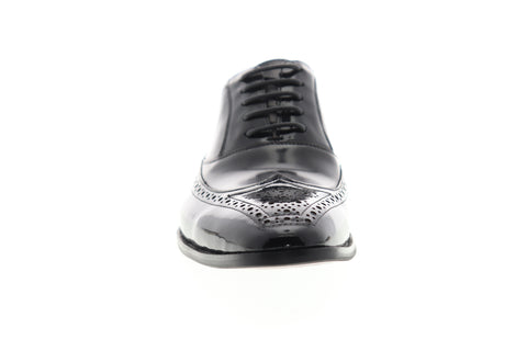 Carrucci Calt Shin KS142-02PC Mens Black Patent Leather Wingtip Oxfords Shoes