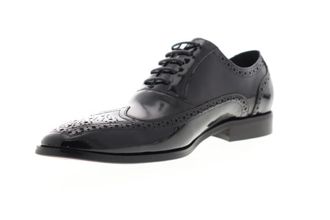 Carrucci Calt Shin KS142-02PC Mens Black Patent Leather Wingtip Oxfords Shoes