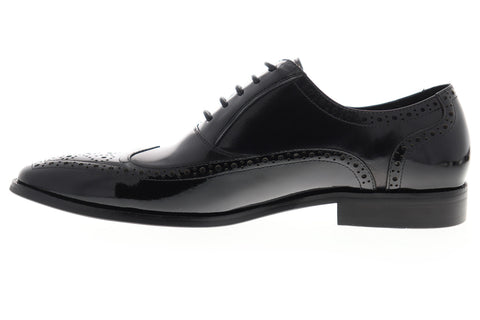 Carrucci Calt Shin KS142-02PC Mens Black Patent Leather Wingtip Oxfords Shoes