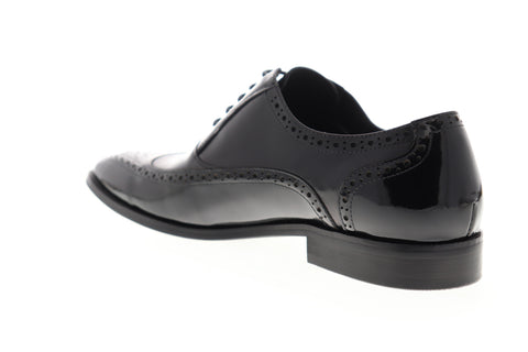 Carrucci Calt Shin KS142-02PC Mens Black Patent Leather Wingtip Oxfords Shoes