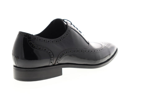 Carrucci Calt Shin KS142-02PC Mens Black Patent Leather Wingtip Oxfords Shoes