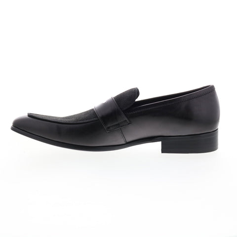 Carrucci Denim Leather Loafer KS2240-12CC Mens Black Loafers Penny Shoes