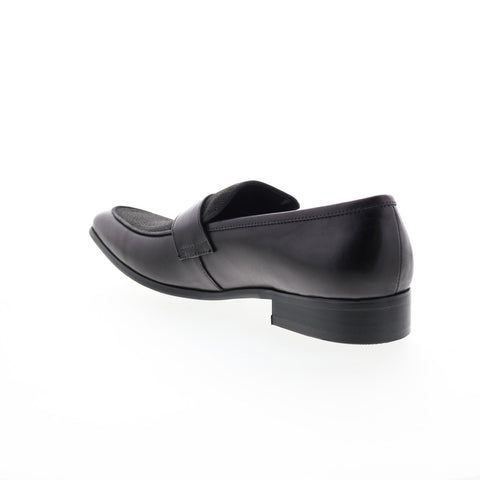 Carrucci Denim Leather Loafer KS2240-12CC Mens Black Loafers Penny Shoes