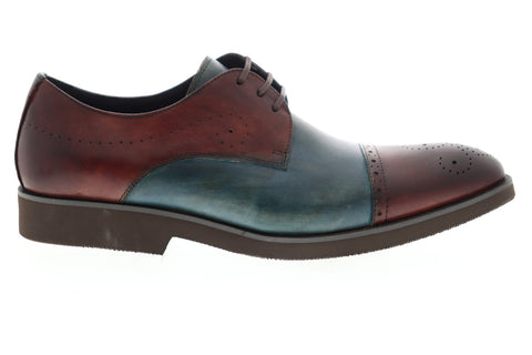 Carrucci Two Tone KS259-201T Mens Brown Leather Low Top Cap Toe Oxfords Shoes