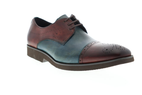 Carrucci Two Tone KS259-201T Mens Brown Leather Low Top Cap Toe Oxfords Shoes