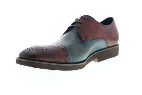 Carrucci Two Tone KS259-201T Mens Brown Leather Low Top Cap Toe Oxfords Shoes