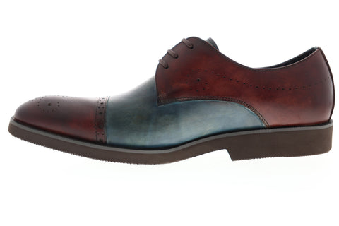 Carrucci Two Tone KS259-201T Mens Brown Leather Low Top Cap Toe Oxfords Shoes