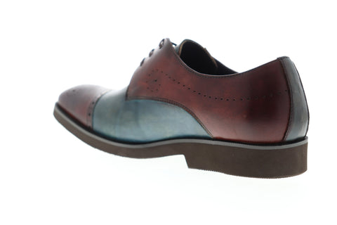 Carrucci Two Tone KS259-201T Mens Brown Leather Low Top Cap Toe Oxfords Shoes