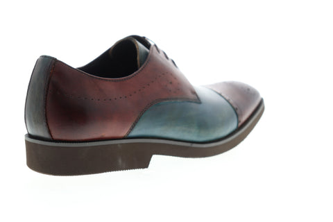 Carrucci Two Tone KS259-201T Mens Brown Leather Low Top Cap Toe Oxfords Shoes