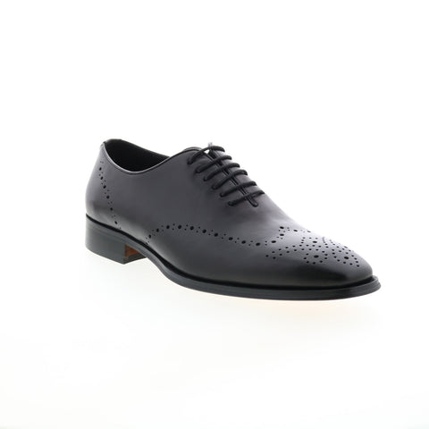 Carrucci Contrast Leather Oxford KS261-01 Mens Black Wingtip & Brogue Shoes