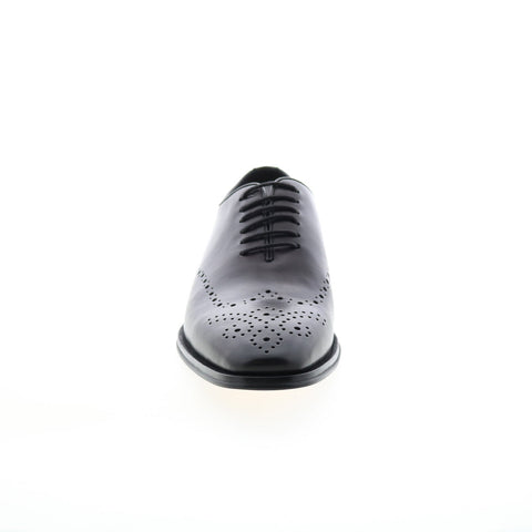 Carrucci Contrast Leather Oxford KS261-01 Mens Black Wingtip & Brogue Shoes