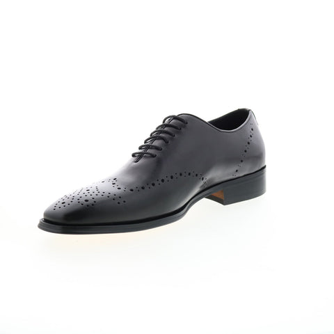 Carrucci Contrast Leather Oxford KS261-01 Mens Black Wingtip & Brogue Shoes