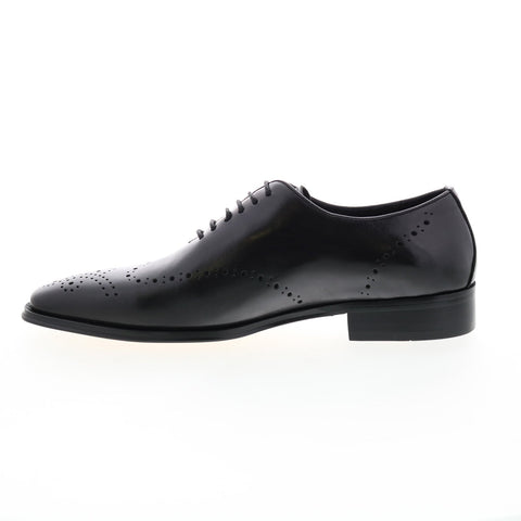 Carrucci Contrast Leather Oxford KS261-01 Mens Black Wingtip & Brogue Shoes