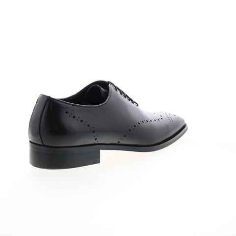 Carrucci Contrast Leather Oxford KS261-01 Mens Black Wingtip & Brogue Shoes