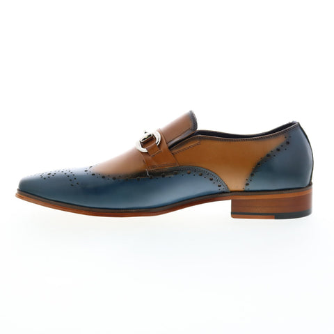Carrucci Wholecut Two Tone Buckle Loafer KS261-04 Mens Blue Casual Shoes