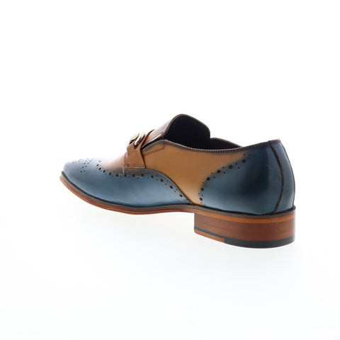 Carrucci Wholecut Two Tone Buckle Loafer KS261-04 Mens Blue Casual Shoes
