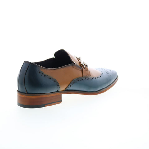 Carrucci Wholecut Two Tone Buckle Loafer KS261-04 Mens Blue Casual Shoes