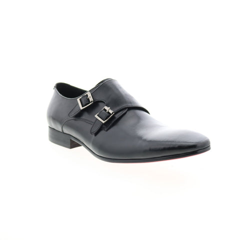 Carrucci Perforated Double Monk Strap KS308-06 Mens Black Oxford Shoes