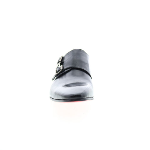 Carrucci Perforated Double Monk Strap KS308-06 Mens Black Oxford Shoes