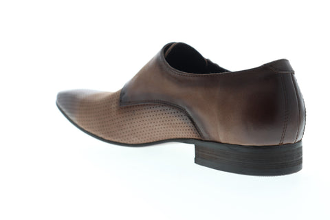 Carrucci Perforated Double Monk Strap KS308-06 Mens Brown Leather Oxfords Shoes