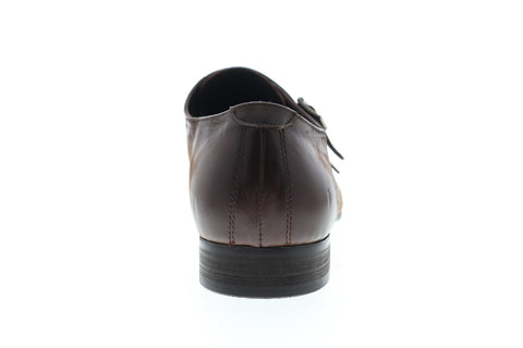 Carrucci Perforated Double Monk Strap KS308-06 Mens Brown Leather Oxfords Shoes