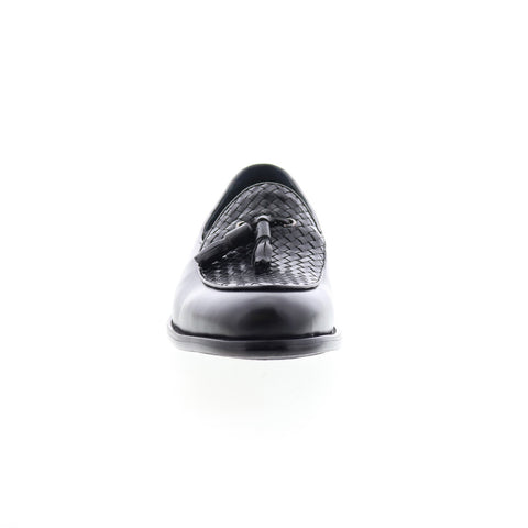 Carrucci Woven Tassel Loafer KS708-05 Mens Black Loafers Casual Shoes
