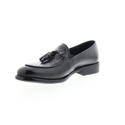Carrucci Woven Tassel Loafer KS708-05 Mens Black Loafers Casual Shoes