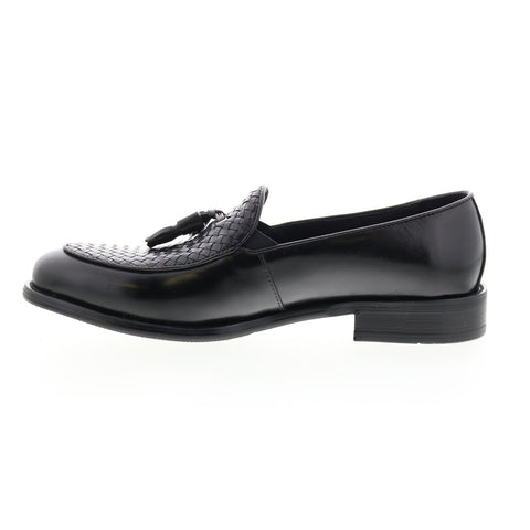 Carrucci Woven Tassel Loafer KS708-05 Mens Black Loafers Casual Shoes
