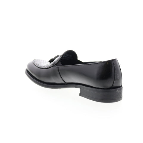Carrucci Woven Tassel Loafer KS708-05 Mens Black Loafers Casual Shoes