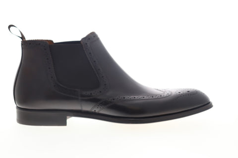 Bruno Magli Lamberto Mens Brown Leather High Top Slip On Wingtip Chelsea Boots