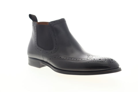 Bruno Magli Lamberto Mens Brown Leather High Top Slip On Wingtip Chelsea Boots